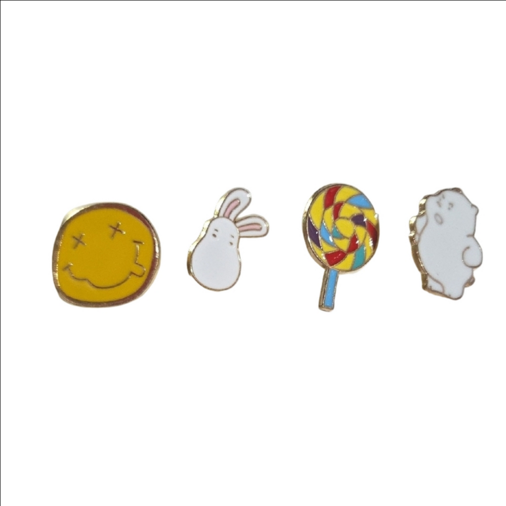 Enamel Pin Set Smiley Bunny Lollipop Bear